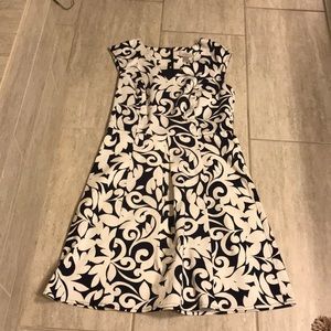 Navy blue and white dress.